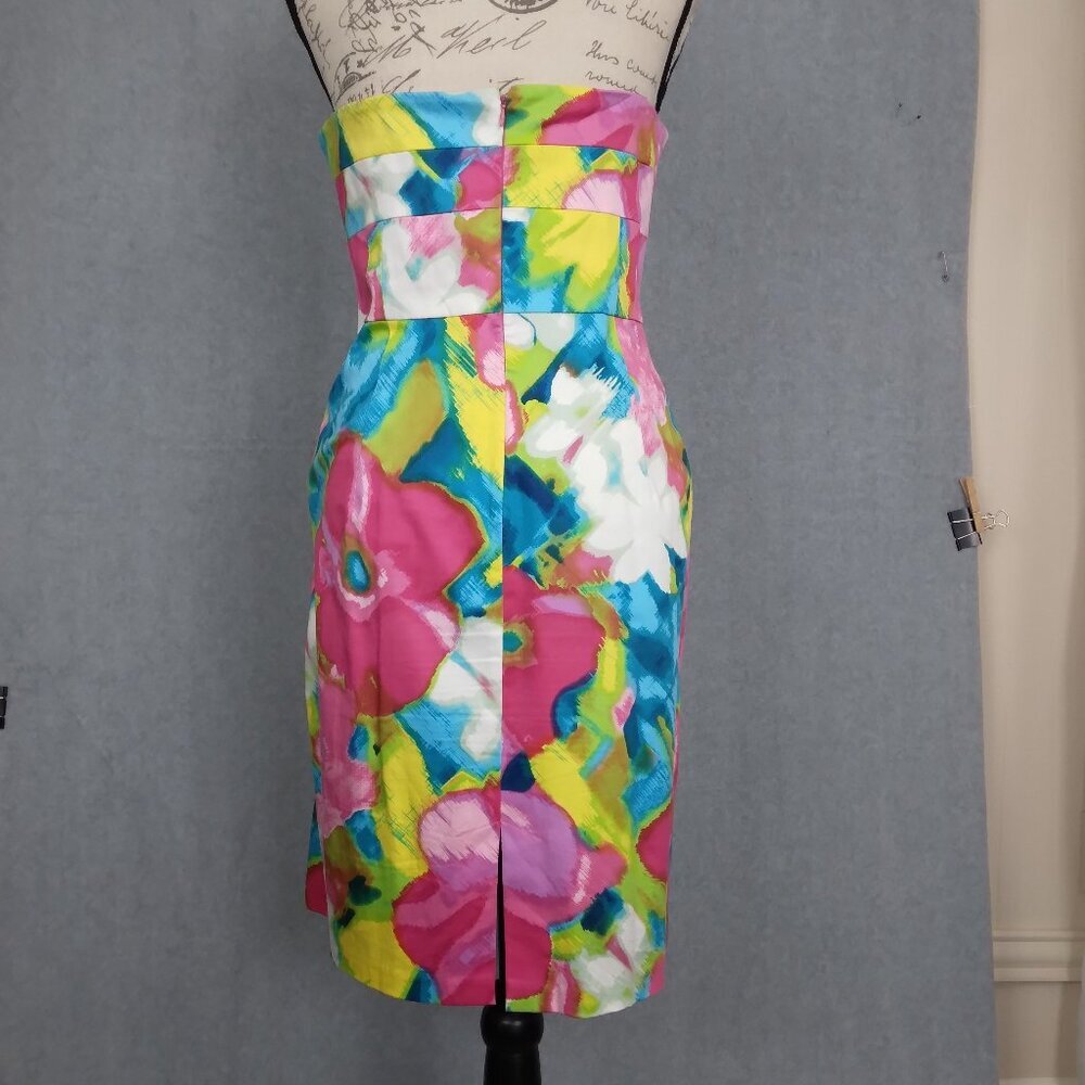 Donna Morgan | Vibrant Watercolor Strapless Dress Stretch Multicolor | Size 12 - Picture 7 of 11